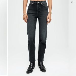 Redone 70s comfort stretch high rise stovepipe jeans black 24